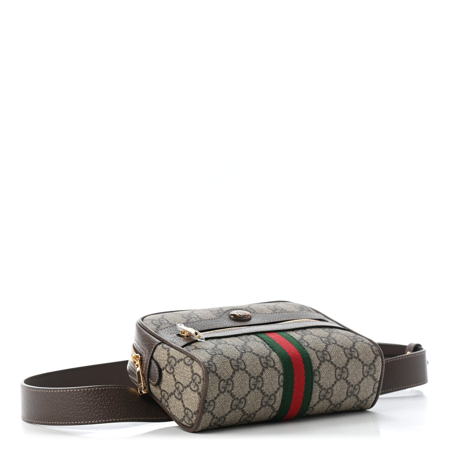 GG Supreme Monogram Web Small Ophidia Belt Bag 85 34 Dark Brown