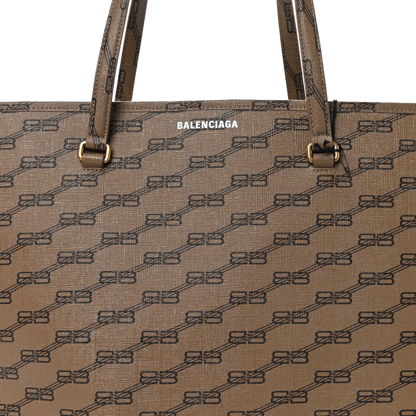 Coated Canvas BB Monogram Large Signature East West Shopper Bag Beige Brown