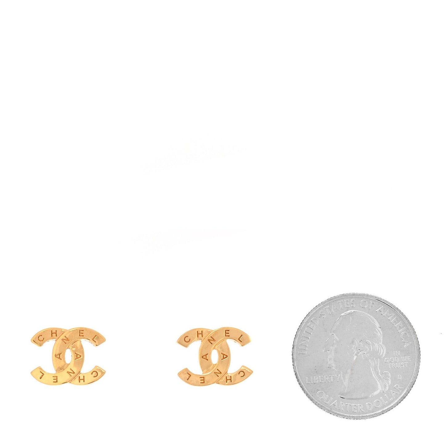 Metal CC Paris Button Stud Earrings Gold