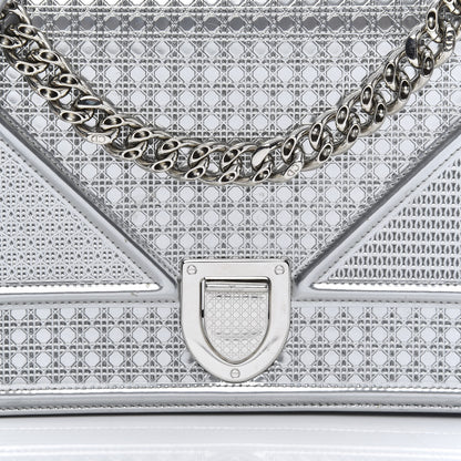 Christian Dior Metallic Patent Micro-Cannage Medium Diorama Flap Bag Silver 13 of 14