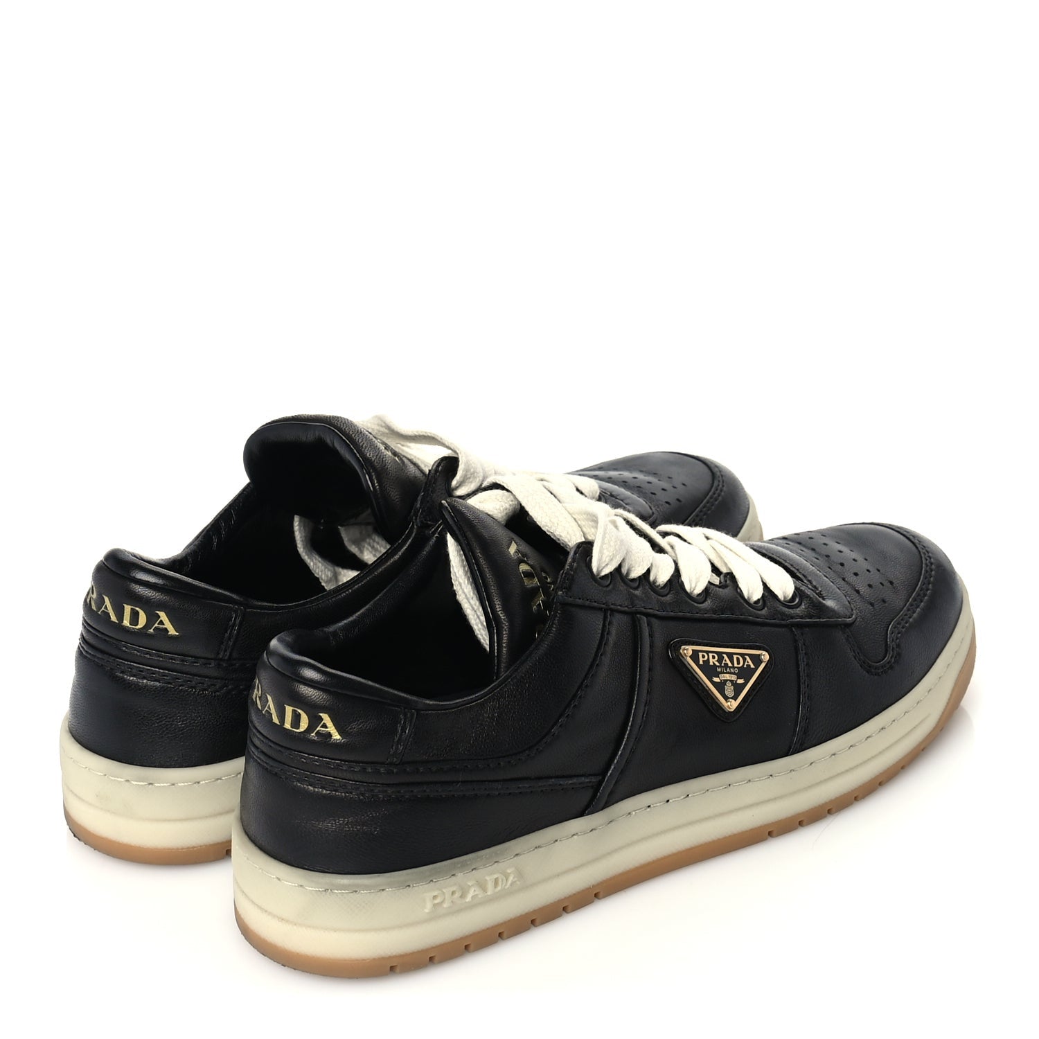 Prada Nappa Rois Triangle Womens Downtown Low Top 30mm Sneakers 37.5 Black White 4 of 7
