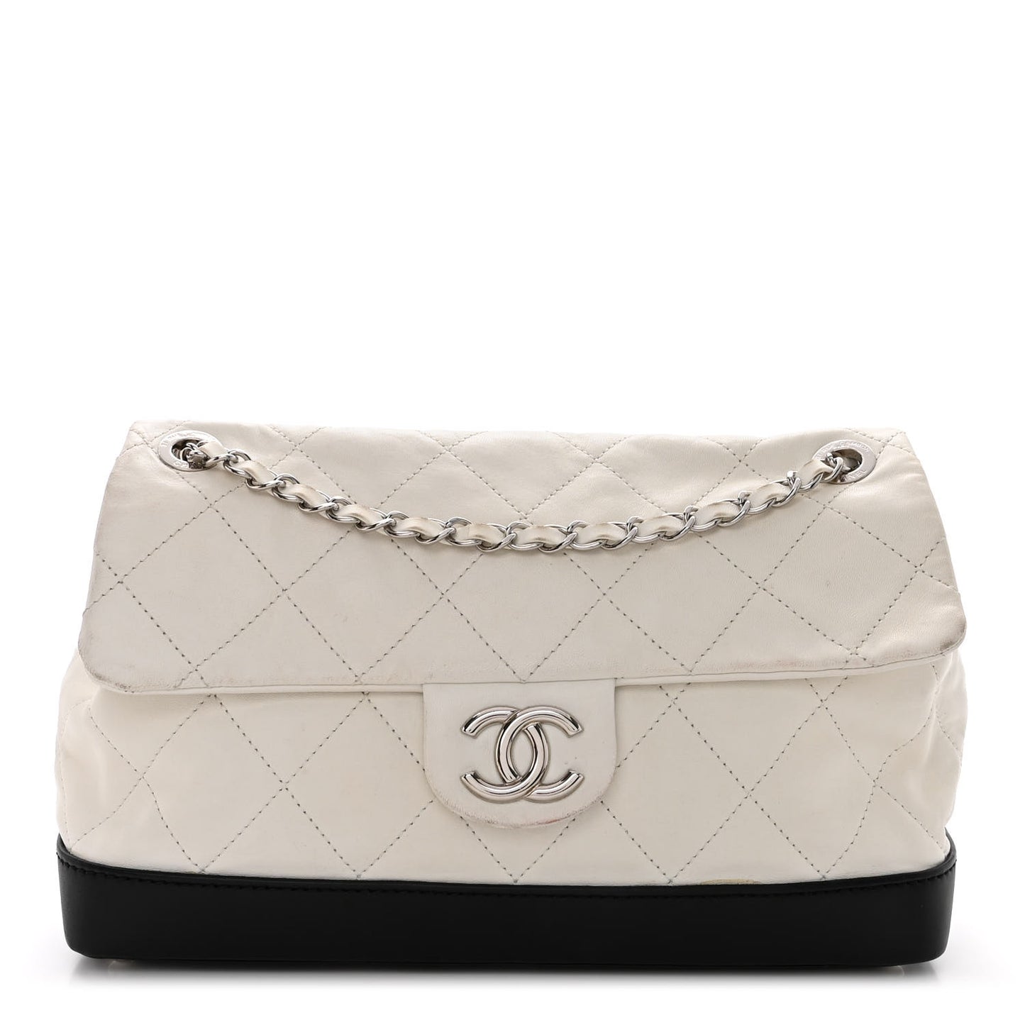 Calfskin Quilted VIP Flap White Black