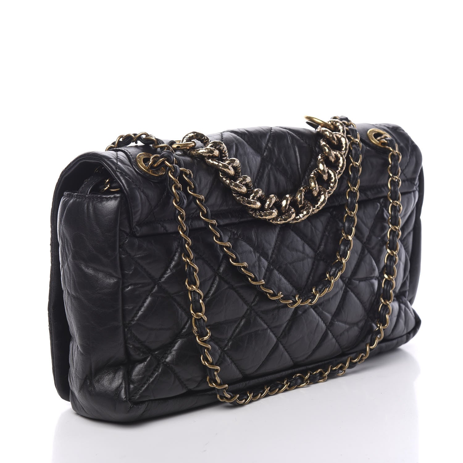 Chanel Aged Calfskin Quilted Medium Pondichery Flap Black 2 of 9
