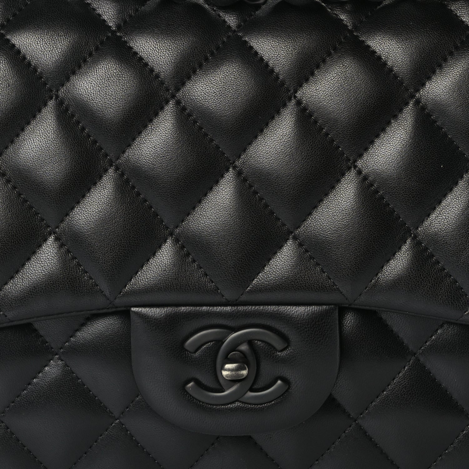 Chanel Lambskin Quilted Jumbo Double Flap So Black So Black 7 of 9