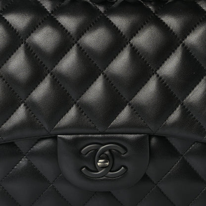 Chanel Lambskin Quilted Jumbo Double Flap So Black So Black 7 of 9