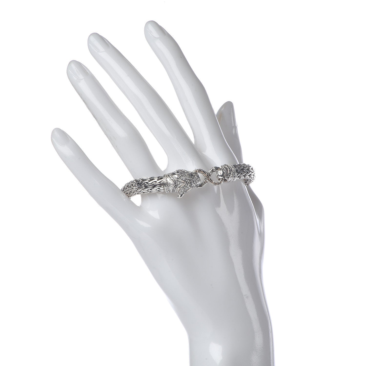 John Hardy Sterling Silver Diamond Blue Topaz Classic Chain Macan Bracelet 2 of 7