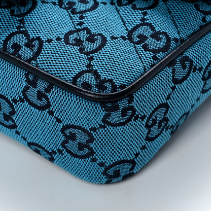 Gucci Monogram Multicolor Matelasse Diagonal Super Mini GG Marmont Shoulder Bag Light Blue 10 of 11