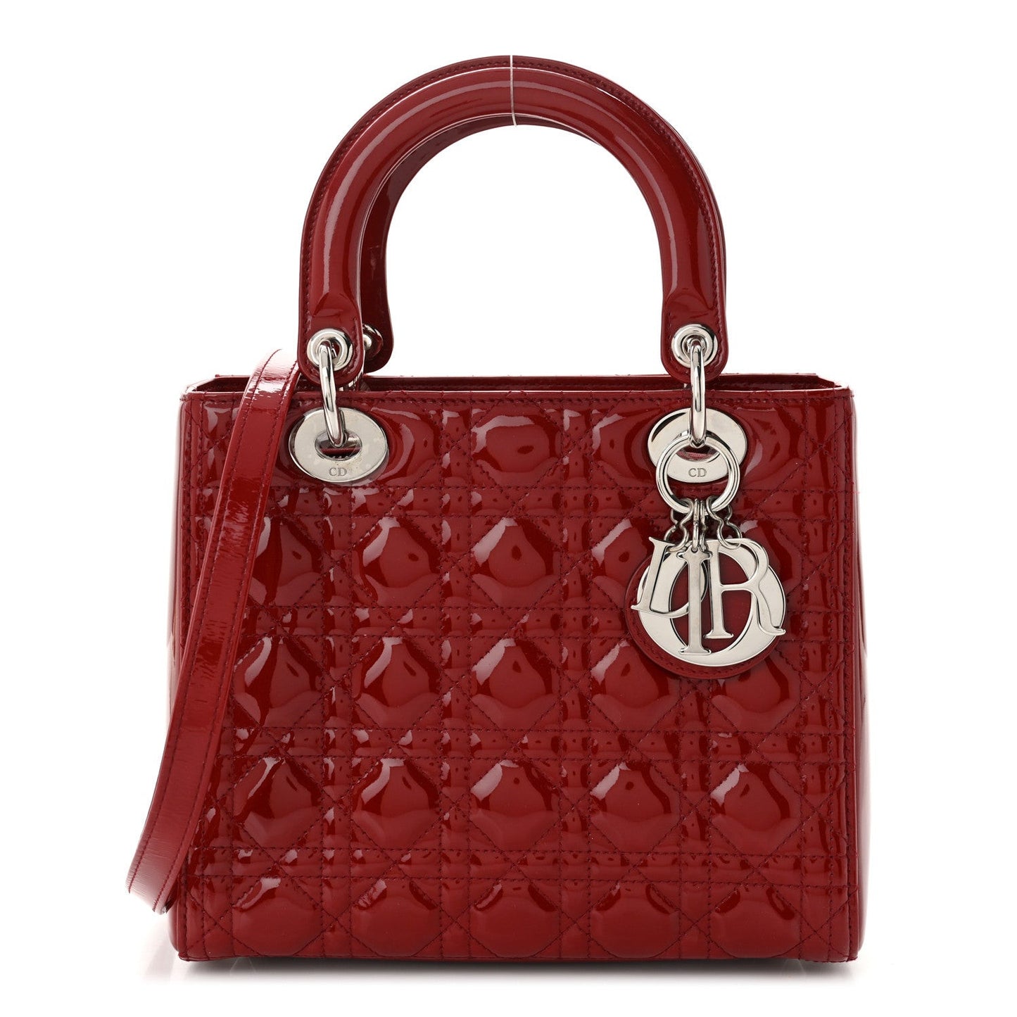 Patent Cannage Medium Lady Dior Red