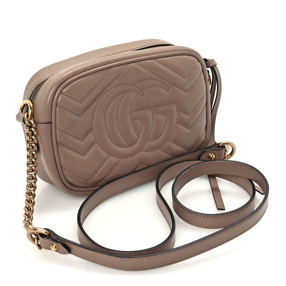Gucci Calfskin Matelasse Mini GG Marmont Chain Shoulder Bag  Perfect Pink 2 of 9