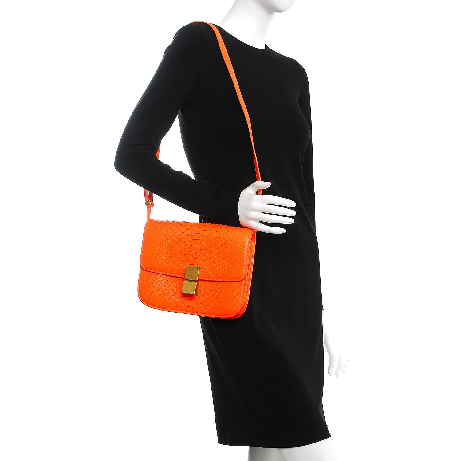 Celine Python Medium Classic Box Flap Bag Red 2 of 12