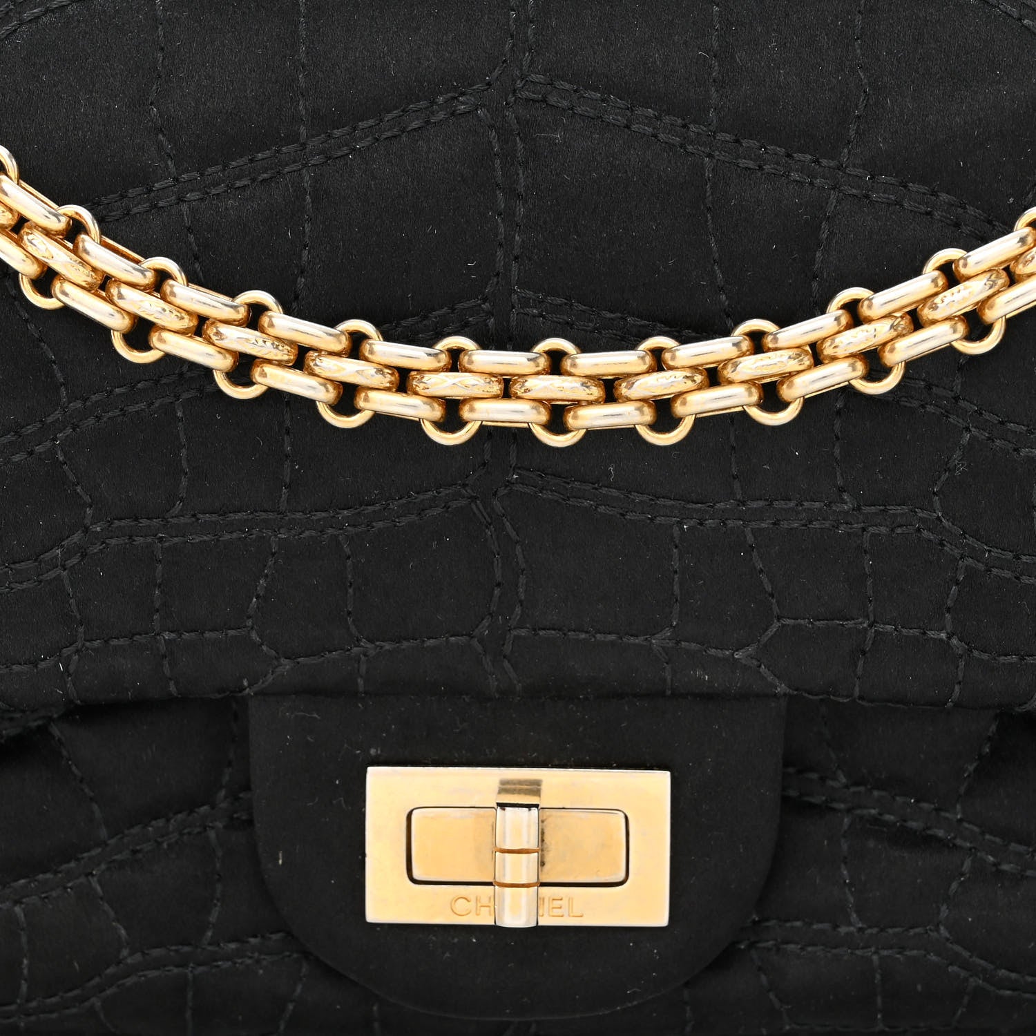 Chanel Satin Coco's Croc 2.55 Reissue East West Flap Black 8 of 12