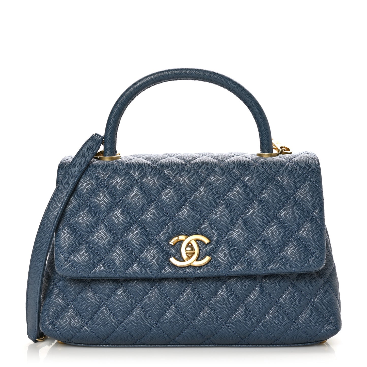 Caviar Quilted Small Coco Handle Flap Blue