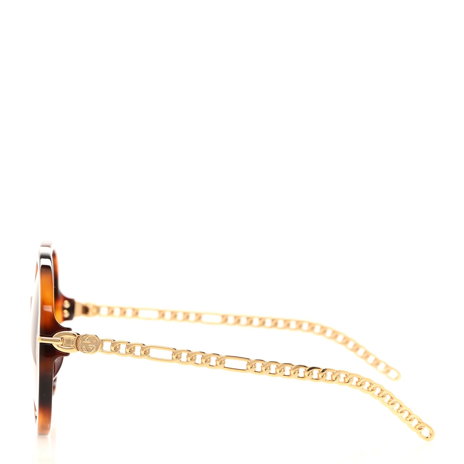 Gucci Acetate Detachable Charm Oversized Frame Round Sunglasses GG0726S Havana 4 of 8