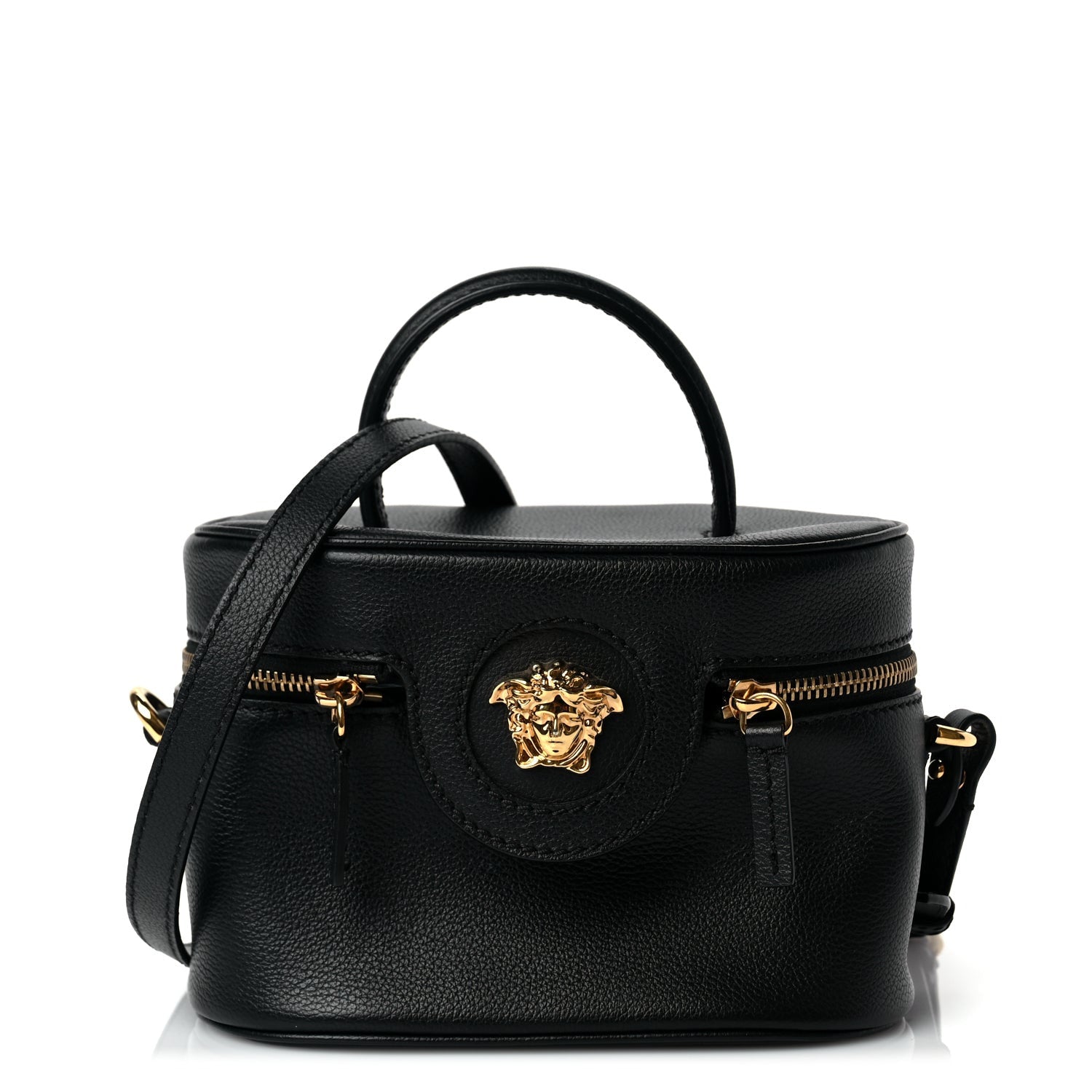 Versace Grained Calfskin La Medusa Mini Shoulder Bag Black 1 of 9