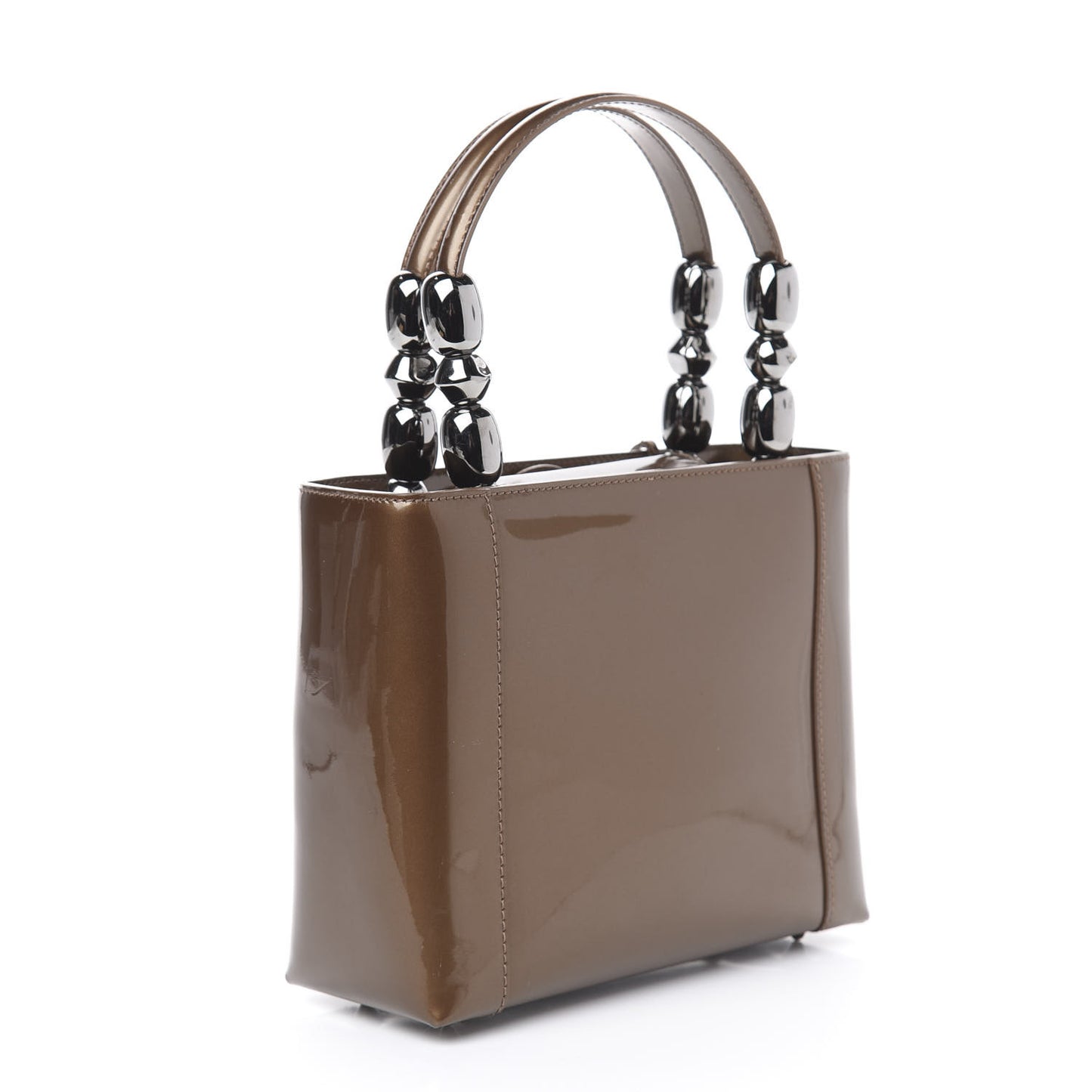 Patent Beaded Malice Tote Brown