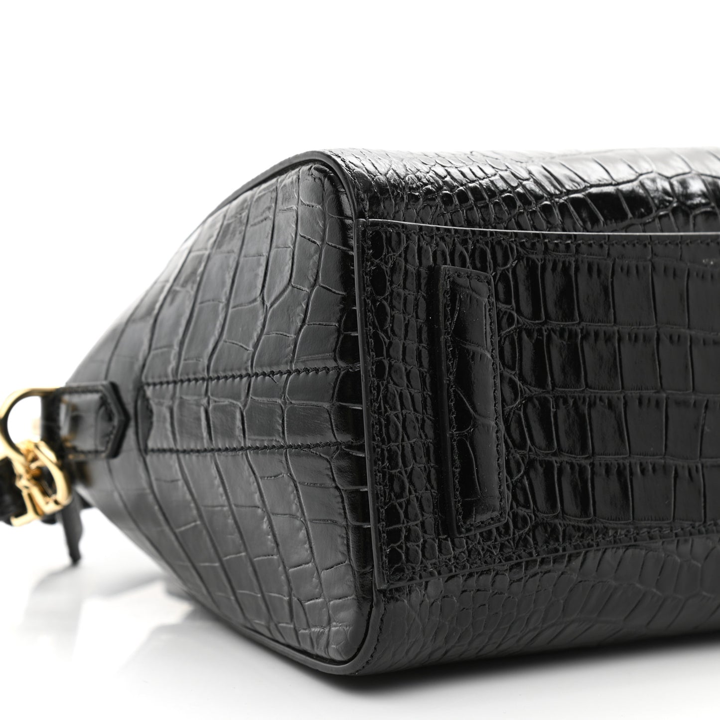 Calfskin Crocodile Embossed Mini Antigona Black