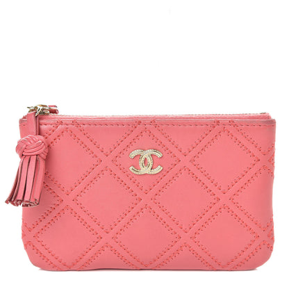 Chanel Lambskin Stitched Tassel Small Cosmetic Case Pink 1 of 10