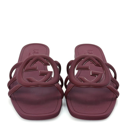 Gucci Rubber Interlocking G Womens Slide Sandals 39  Rosso Ancora 4 of 8