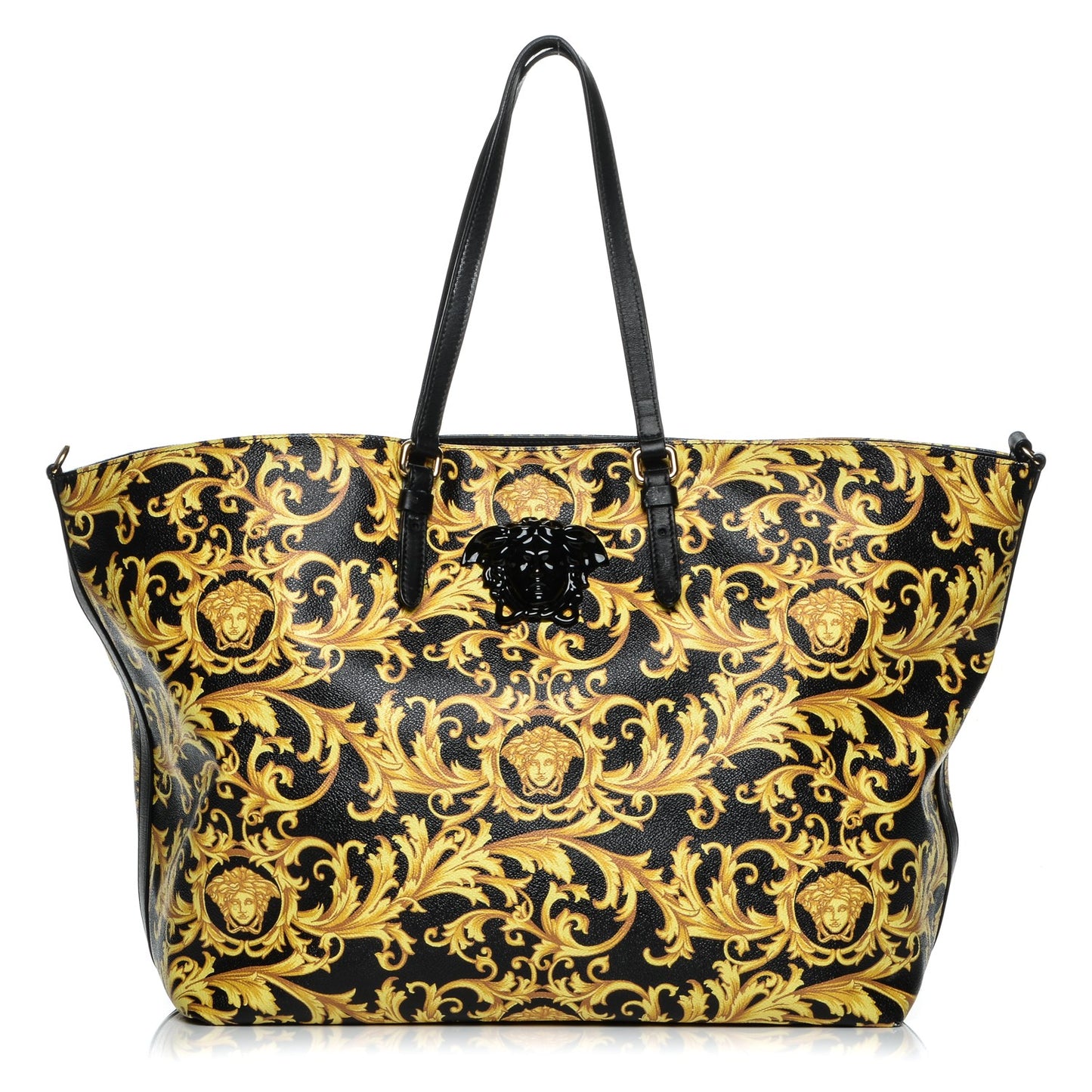 PVC Barocco Printed Tote Black Gold