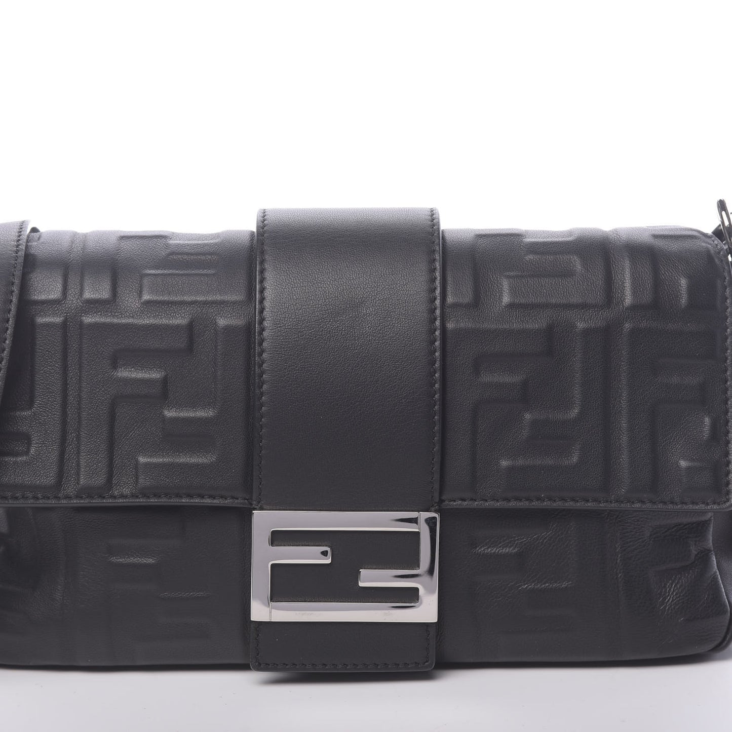 Nappa FF 1974 Embossed Belt Baguette Bag Black
