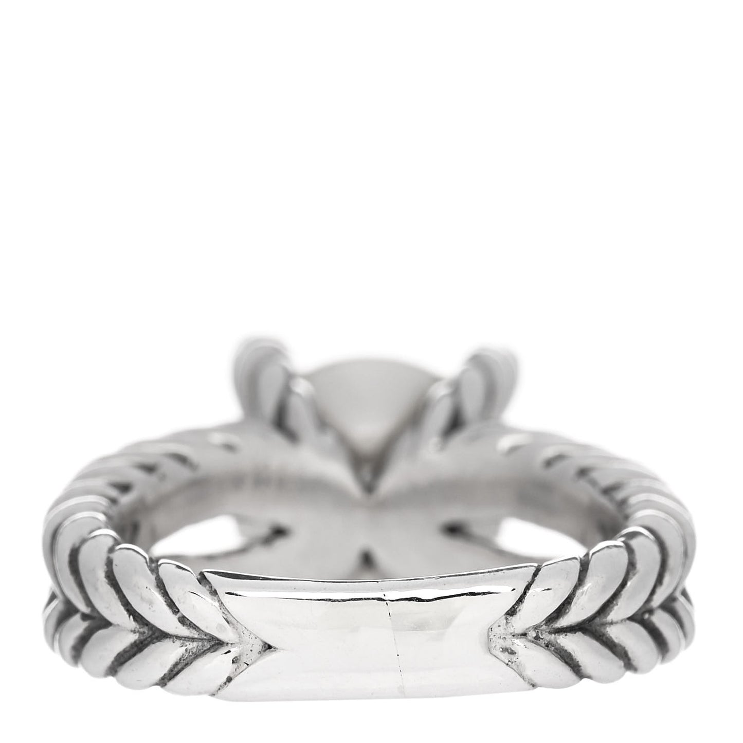 Sterling Silver Diamond Pearl 10mm Cable Ring 52 6