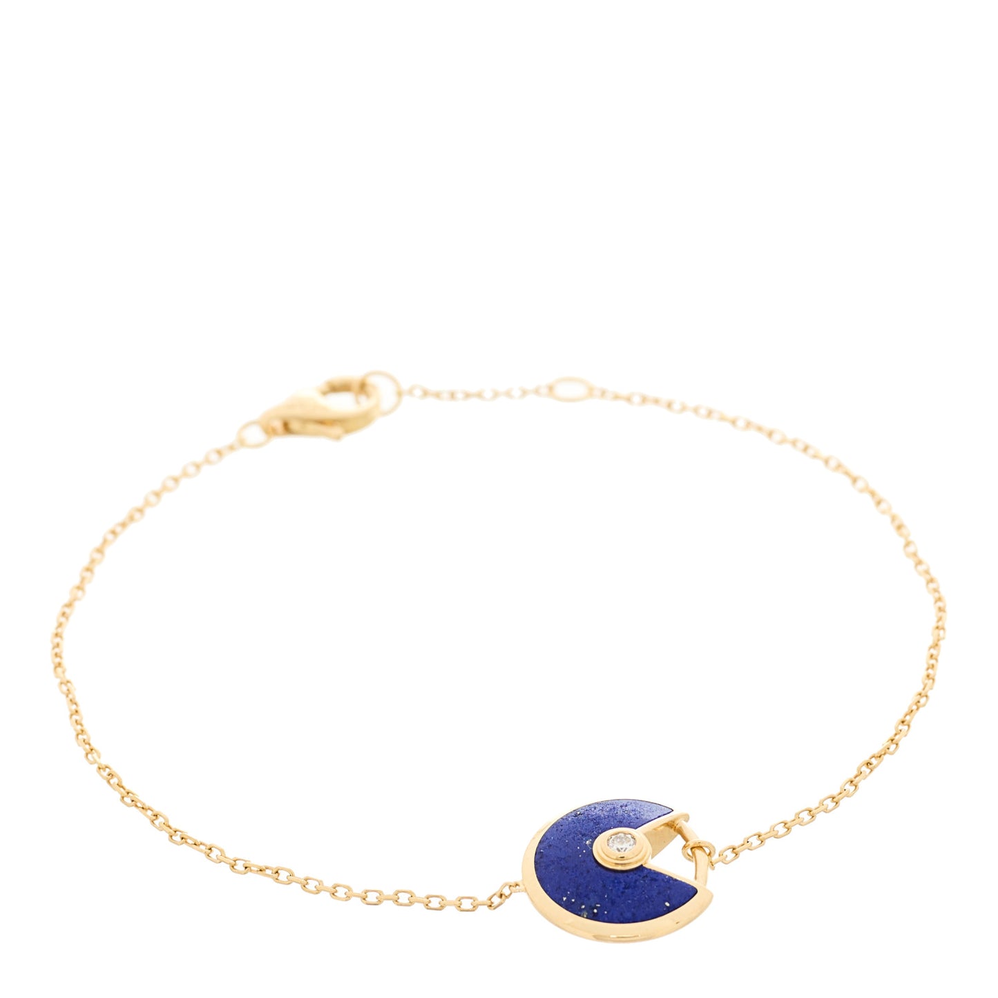 18K Yellow Gold Diamond Lapis Lazuli Amulette de Cartier Bracelet