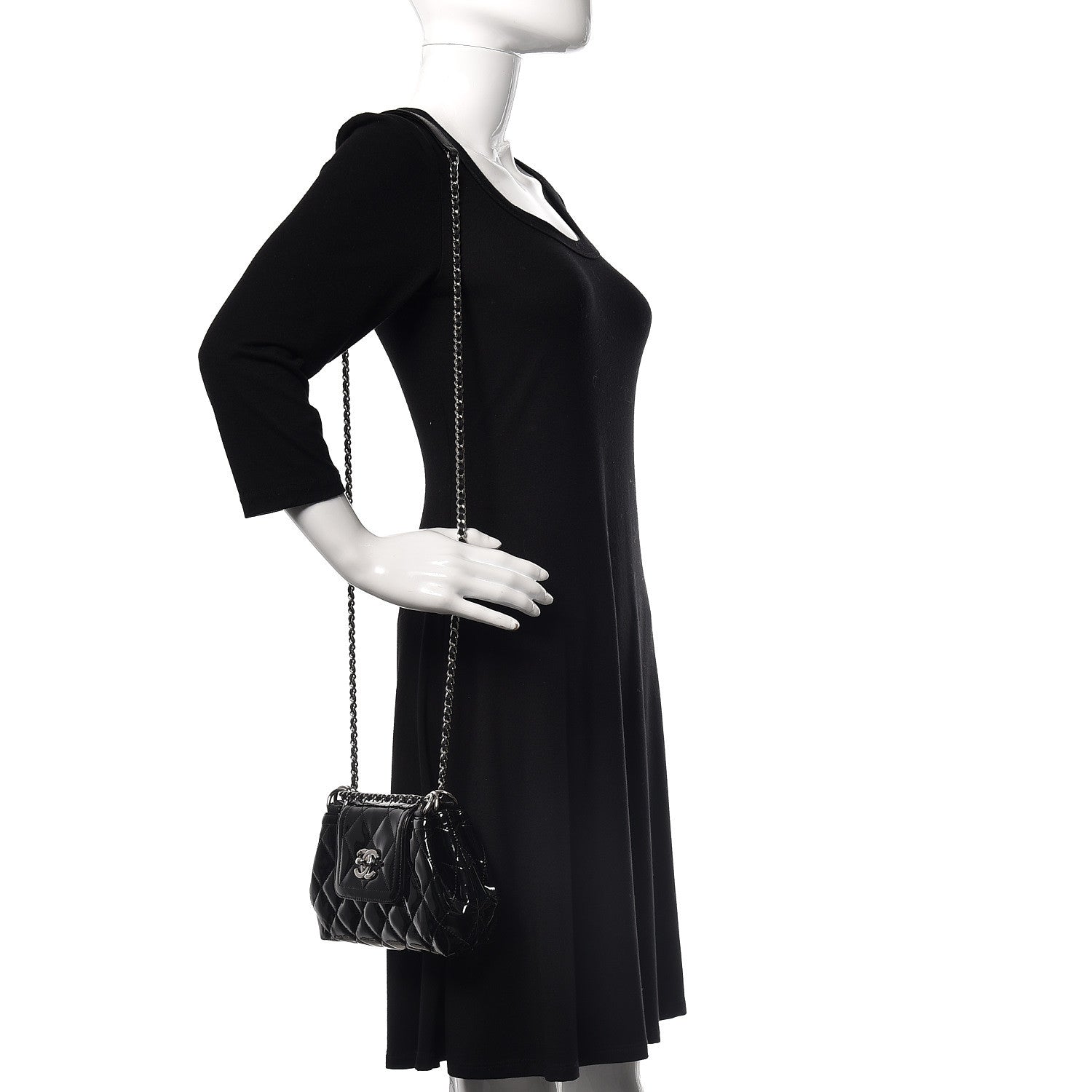 Chanel Patent Quilted Coco Shine Small Accordion Flap Black 2 of 10