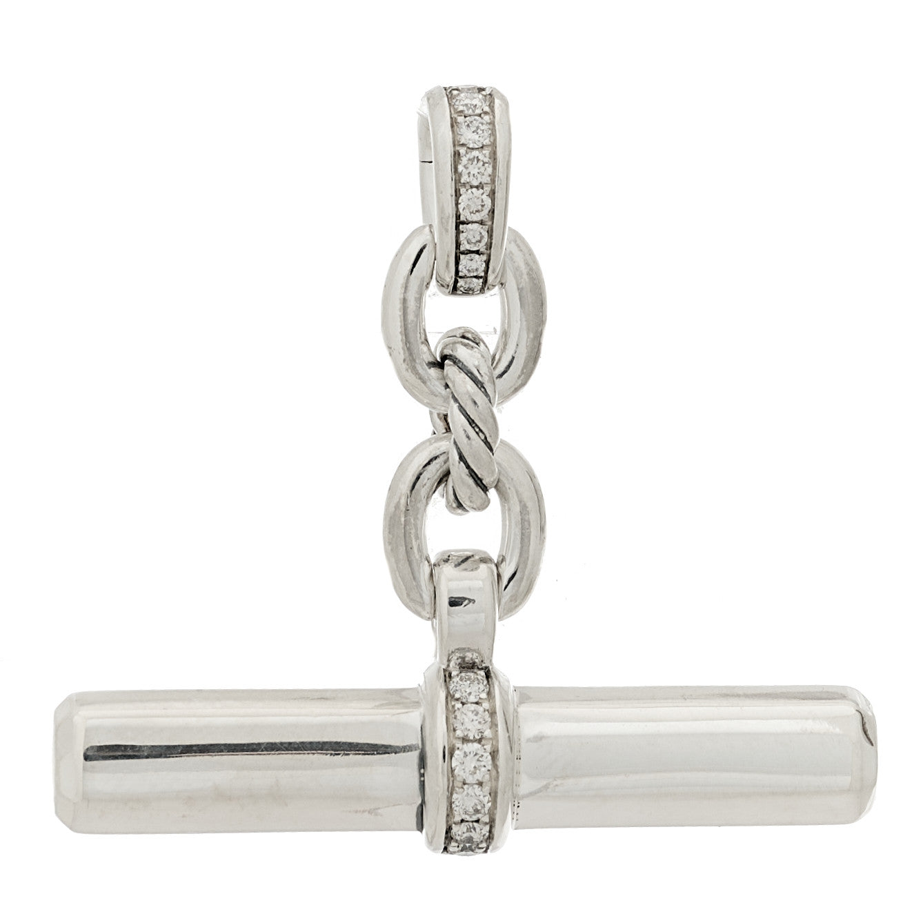 David Yurman Sterling Silver Diamond Lexington Barrel Pendant 1 of 4