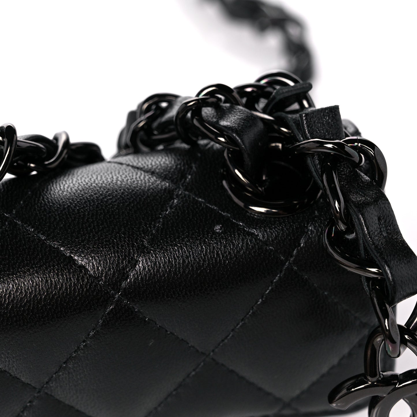 Lambskin Quilted Mini Chain Belt Bag So Black