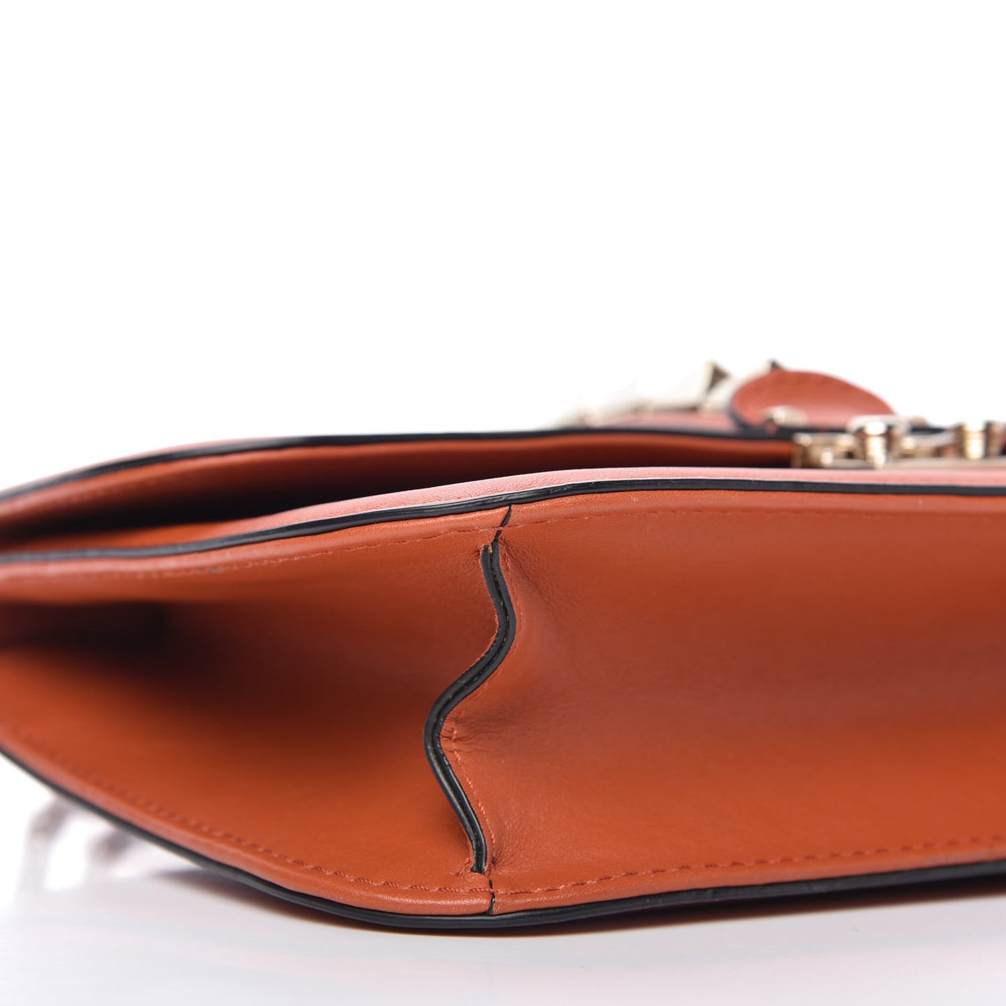 Vitello Medium Glam Lock Rockstud Flap Bag Orange