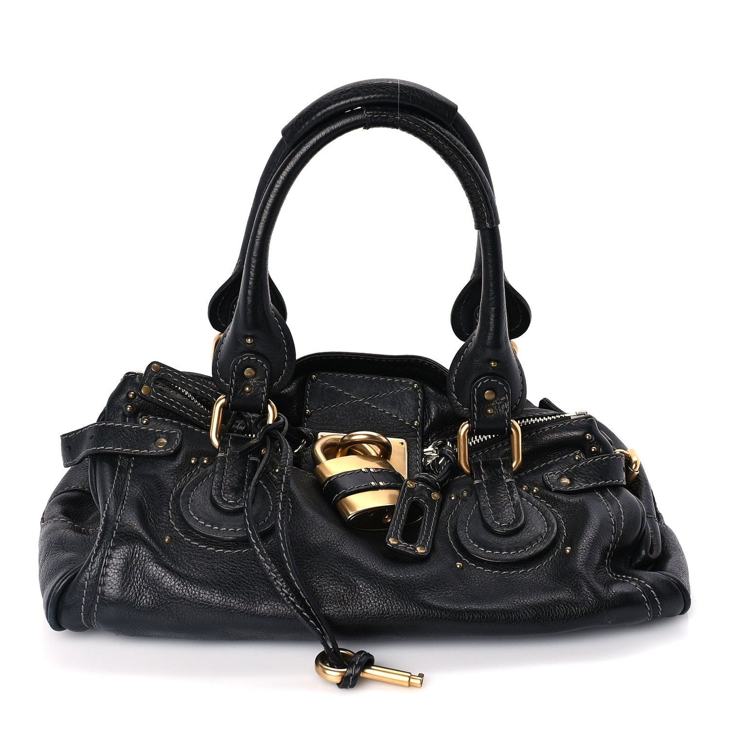 Calfskin Medium Paddington Satchel  Black