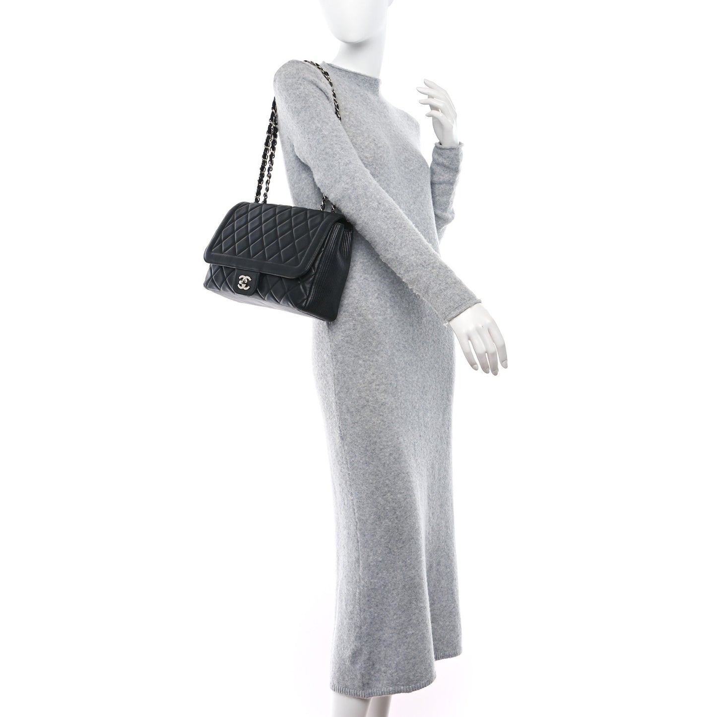 Lambskin Quilted Large Coco Rider Flap Black