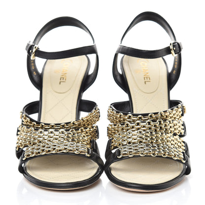 Chanel Lambskin Reissue Chain Sandals 38.5 Black 2 of 11