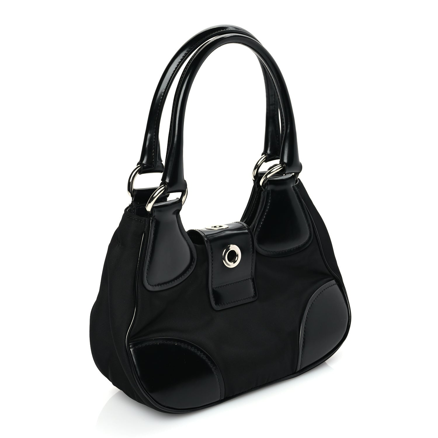 Prada Nappa Soft Padded Re-Edition 2002 Moon Bag Black 2 of 8