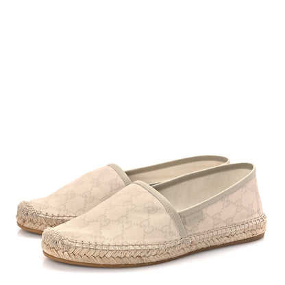 Gucci Washed Cotton Miro Soft Calfskin GG Monogram Espadrilles 38 White Mystic 3 of 10