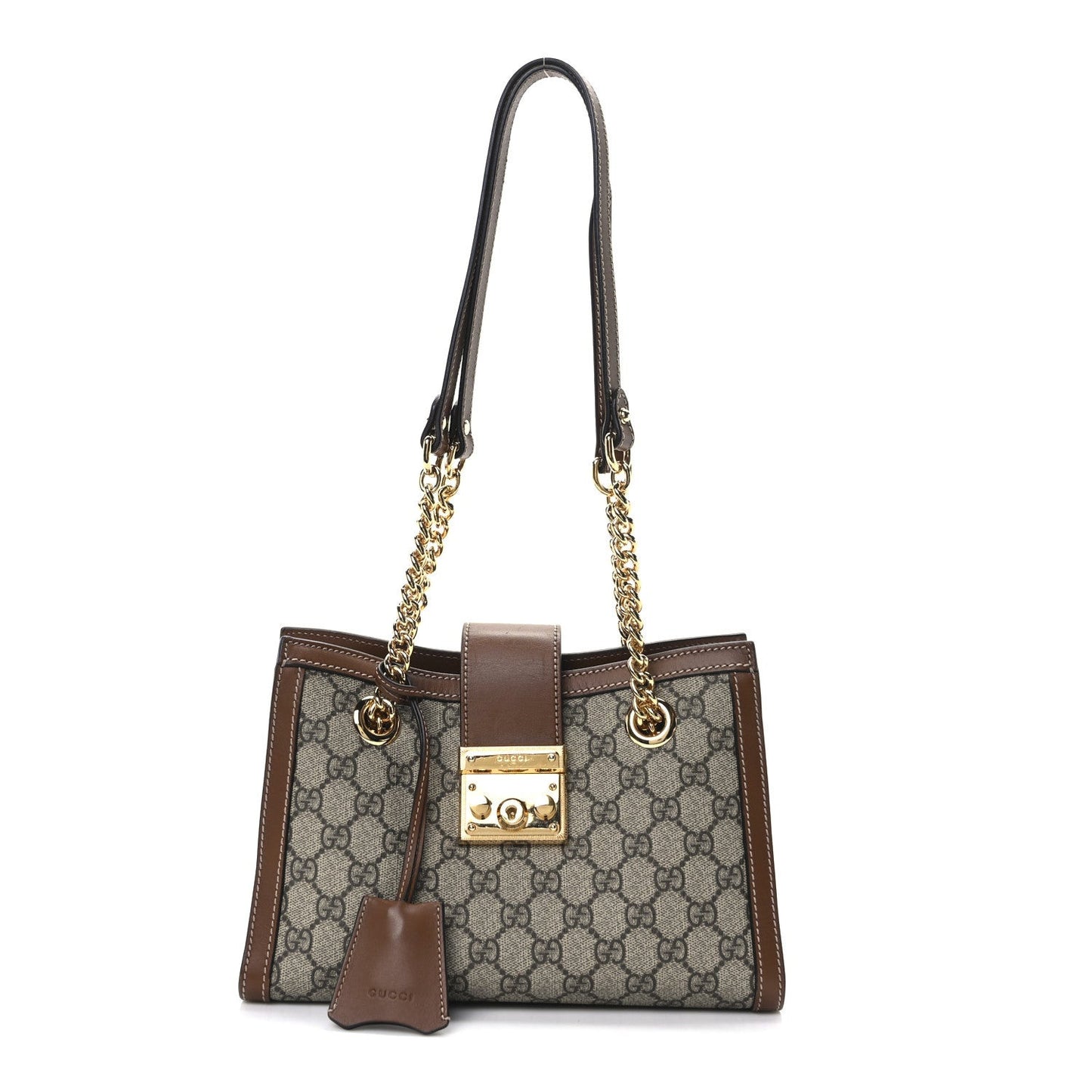 GG Supreme Monogram Calfskin Small Padlock Tote Beige Ebony Tuscany