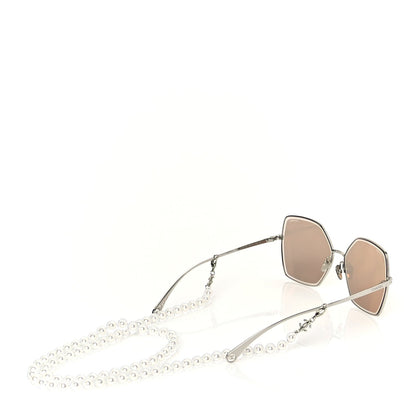 Chanel Butterfly Removable Pearl Chain Sunglasses 4262 Silver 4 of 7