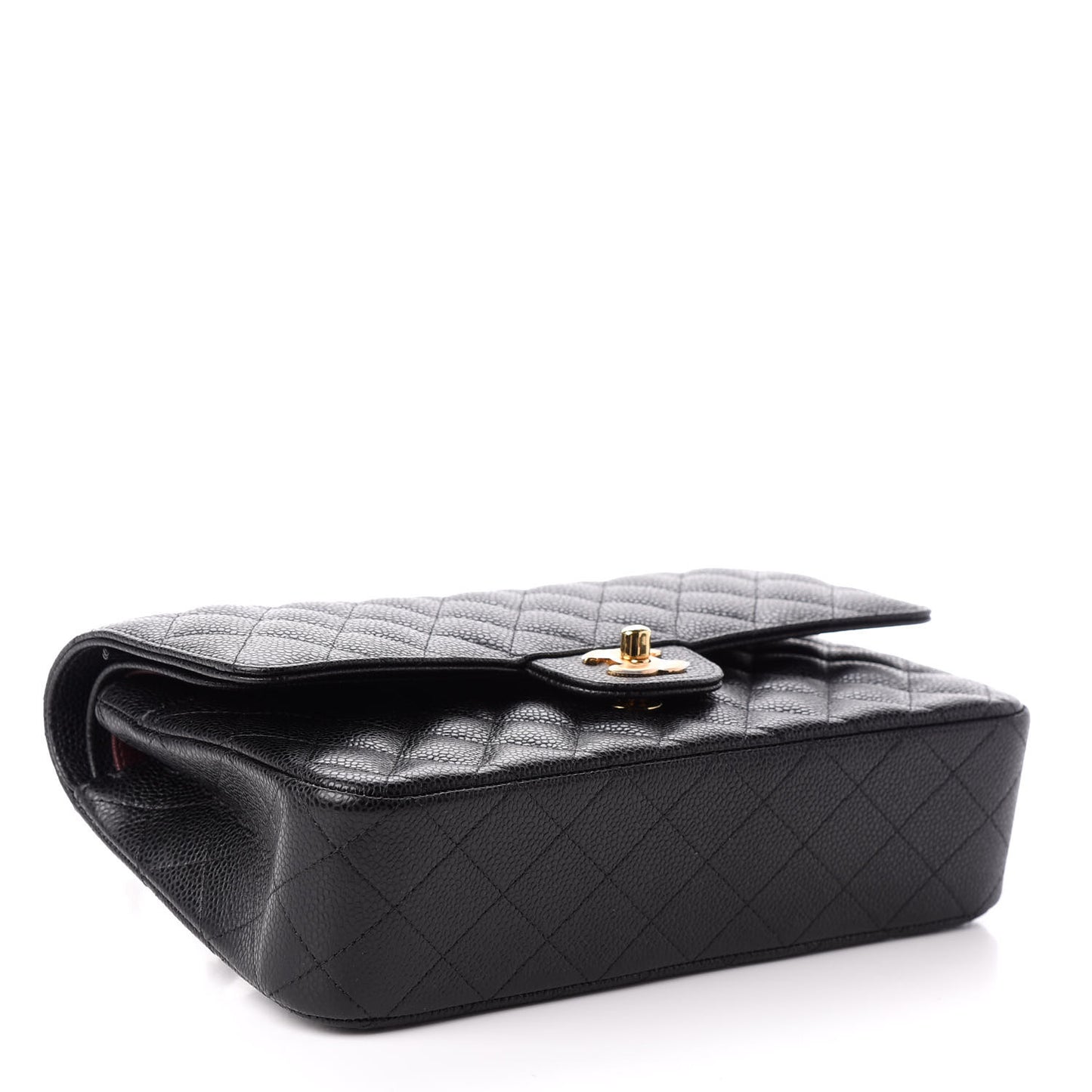 Caviar Quilted Medium Double Flap Black