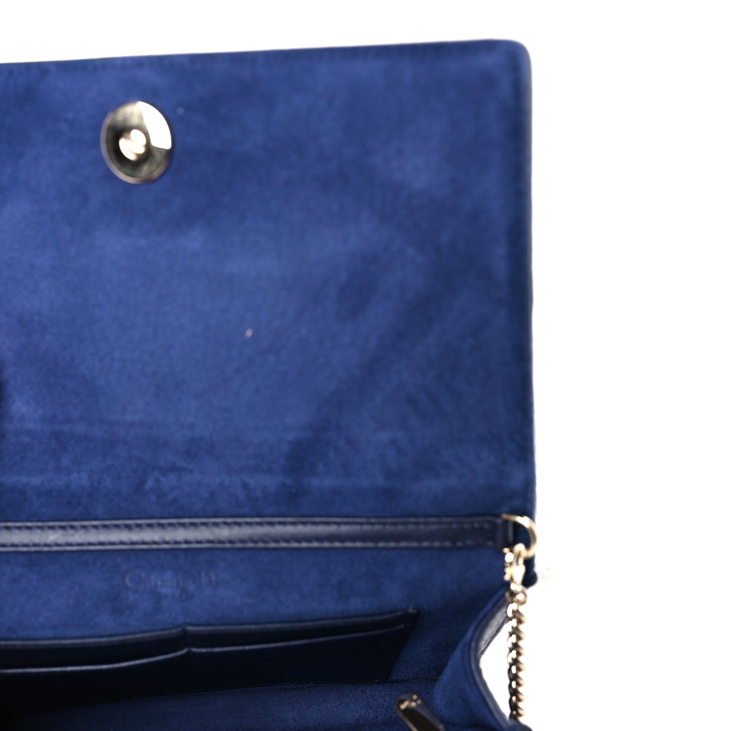 Christian Dior Grained Calfskin Diorama Wallet on Chain Pouch Blue 4 of 8