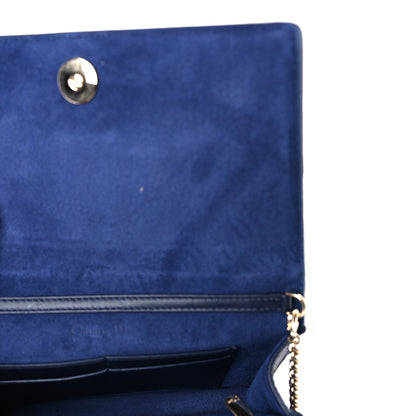 Christian Dior Grained Calfskin Diorama Wallet on Chain Pouch Blue 4 of 8