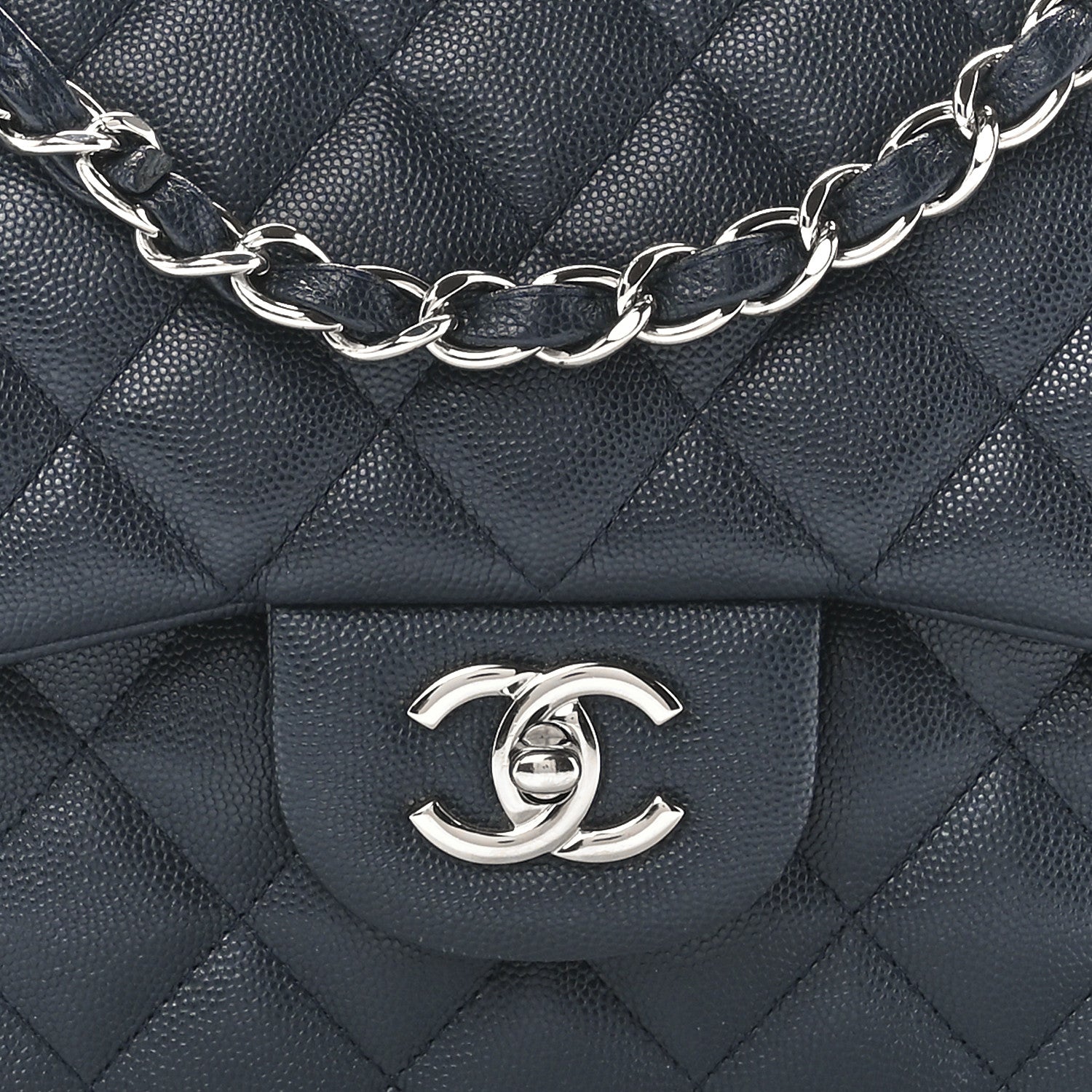 Chanel Caviar Quilted Jumbo Double Flap Navy Blue 9 of 12