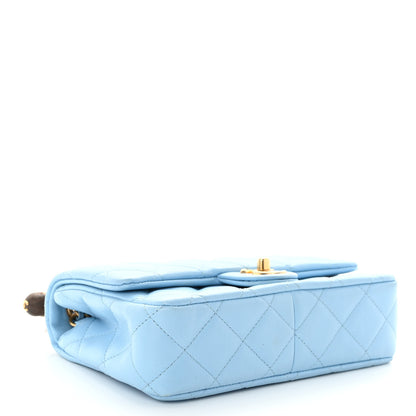 Chanel Lambskin Quilted Small Wenge Wood Flap Light Blue 4 of 10