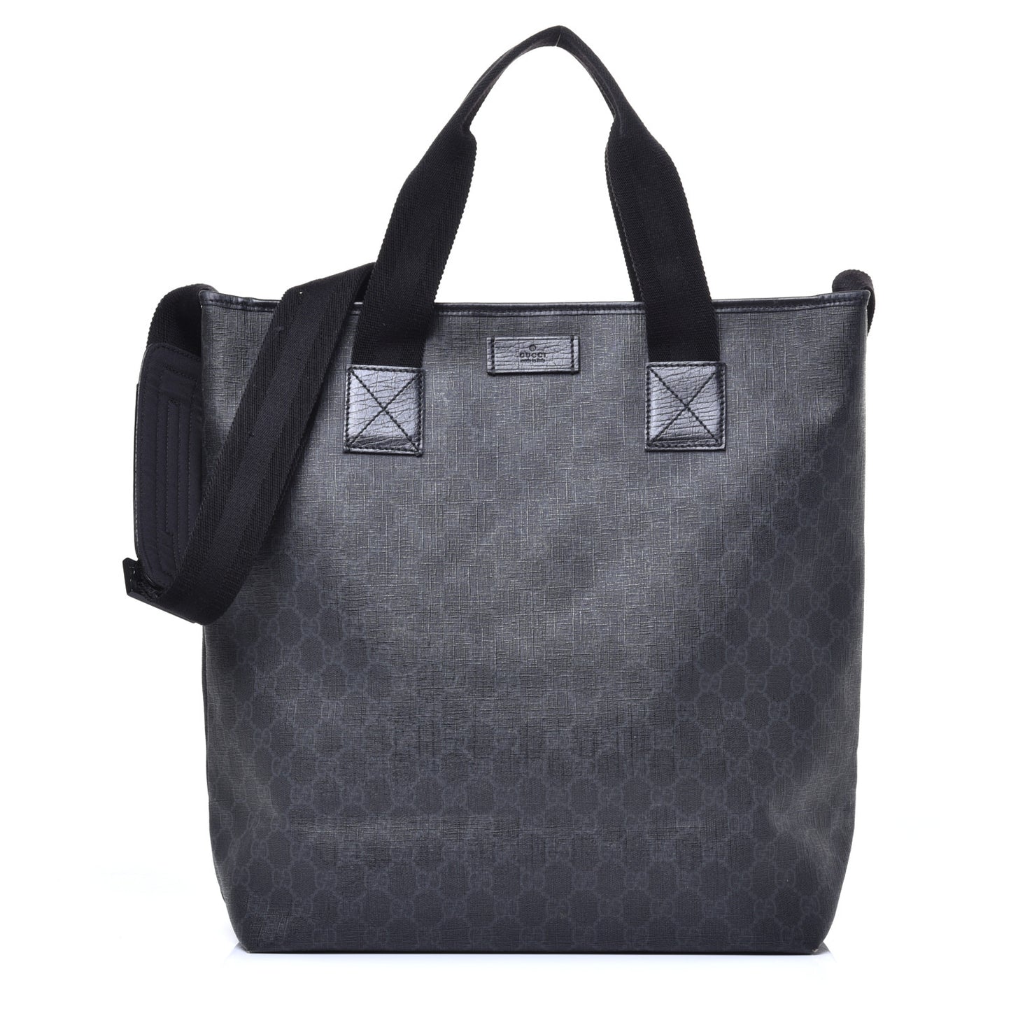 GG Supreme Monogram Web Handle Vertical Tote Black Grey