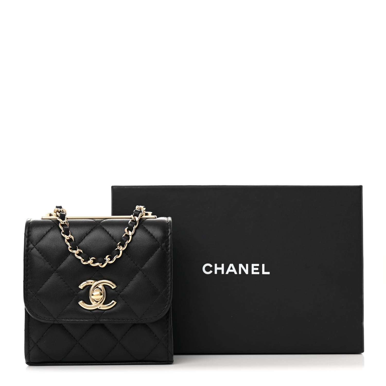 Chanel Lambskin Quilted Mini Trendy CC Chain Wallet Black 11 of 11