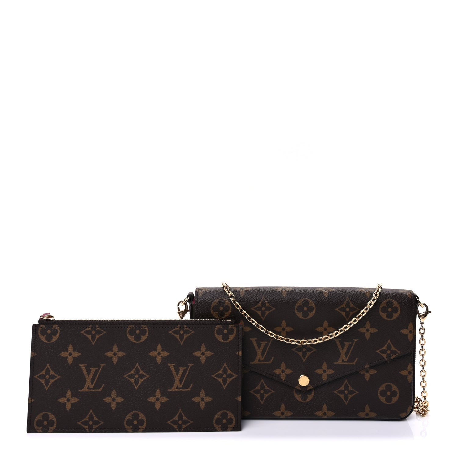 Louis Vuitton Monogram Pochette Felicie Chain Wallet Fuchsia 2 of 9