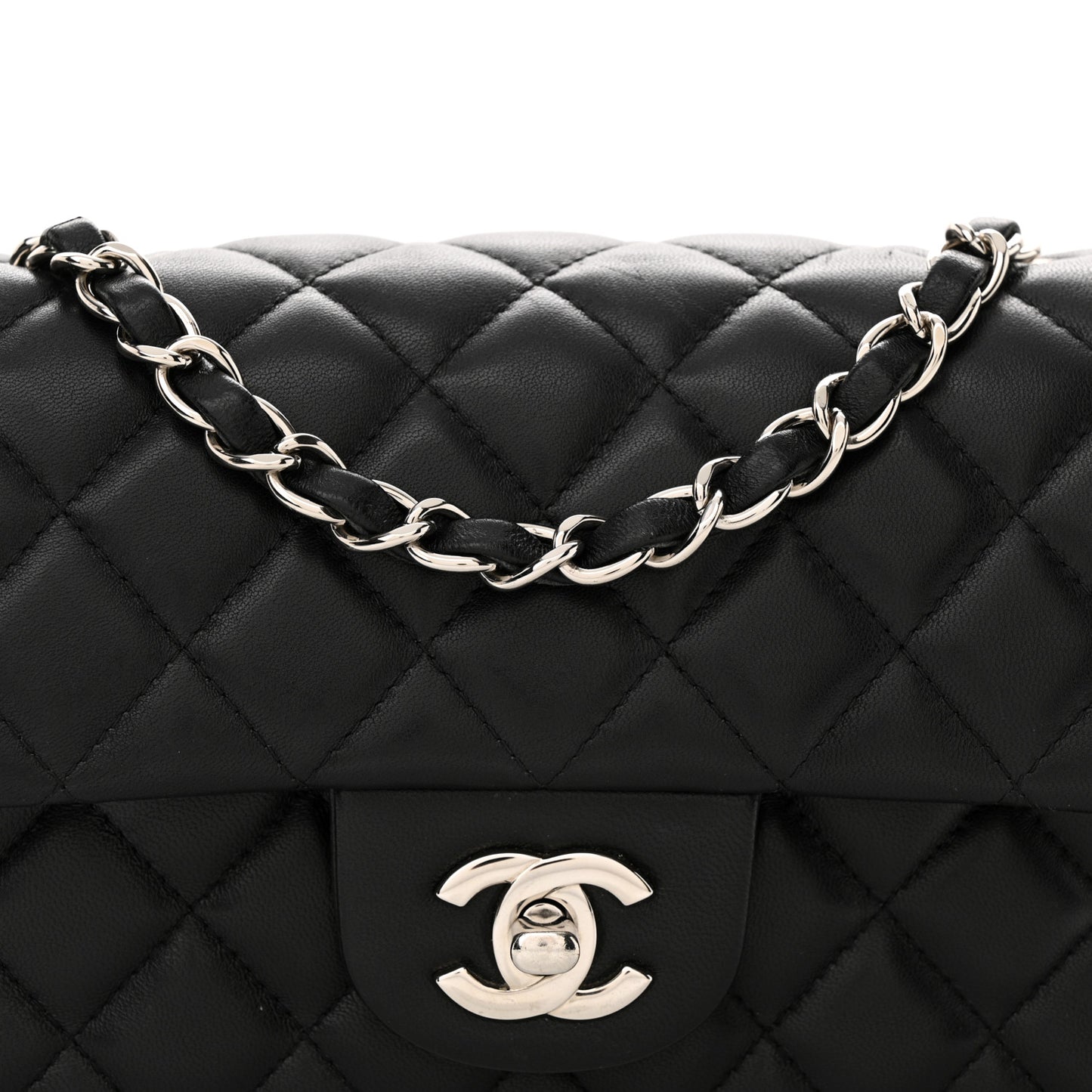 Lambskin Quilted Mini Rectangular Flap Black
