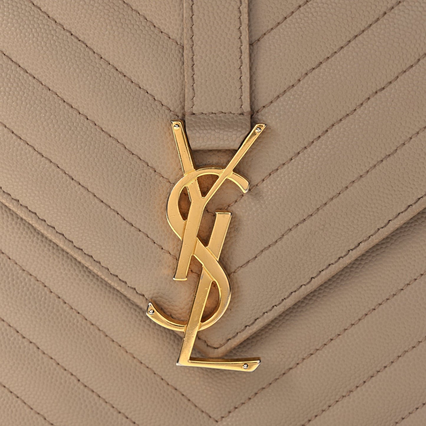 Grain De Poudre Matelasse Chevron Large Monogram Satchel Dark Beige