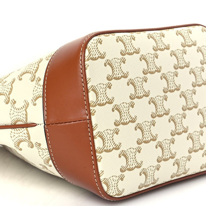 Celine Triomphe Canvas Calfskin Small Bucket Bag White 7 of 8