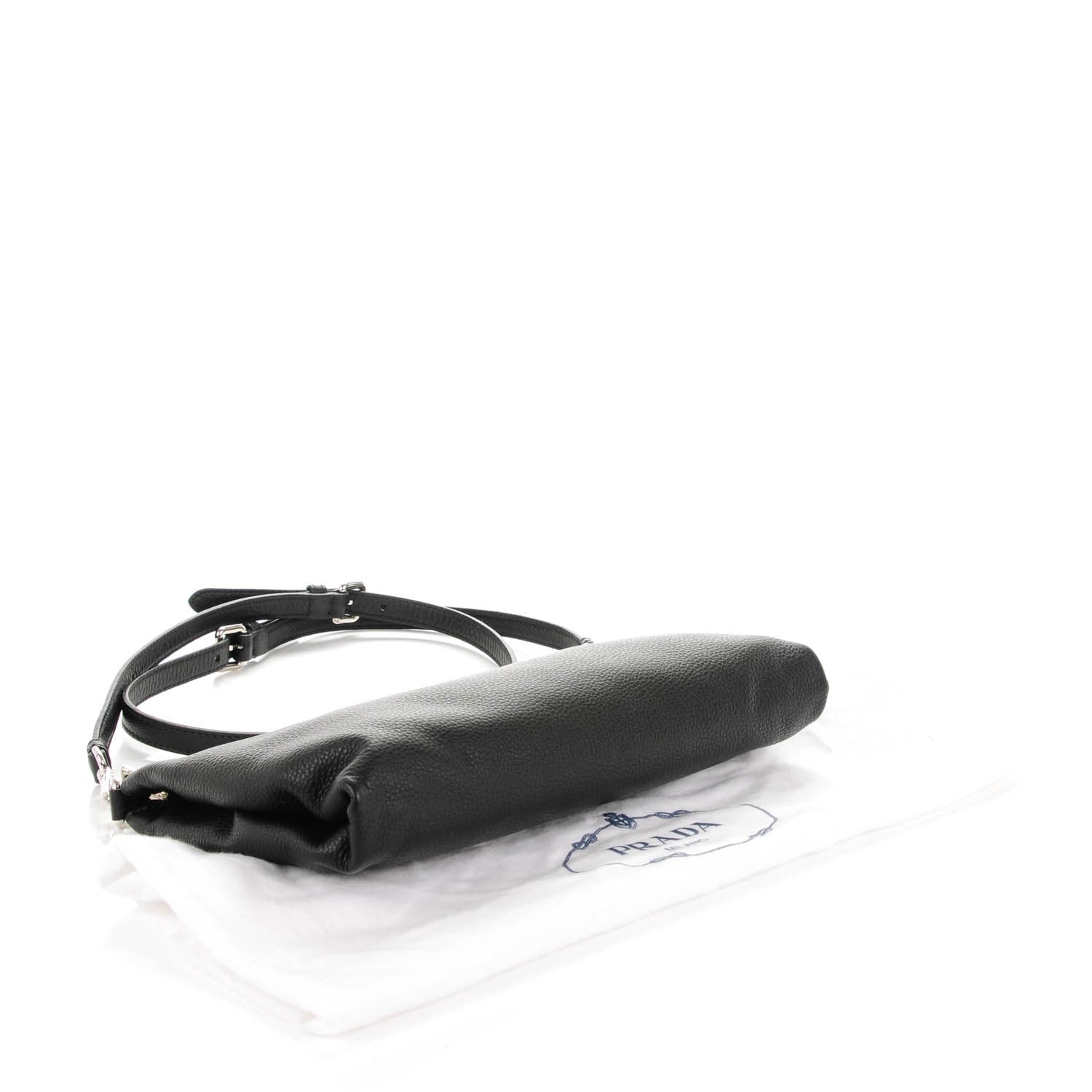 Prada Vitello Daino Zippered Crossbody Bag Black 4 of 8