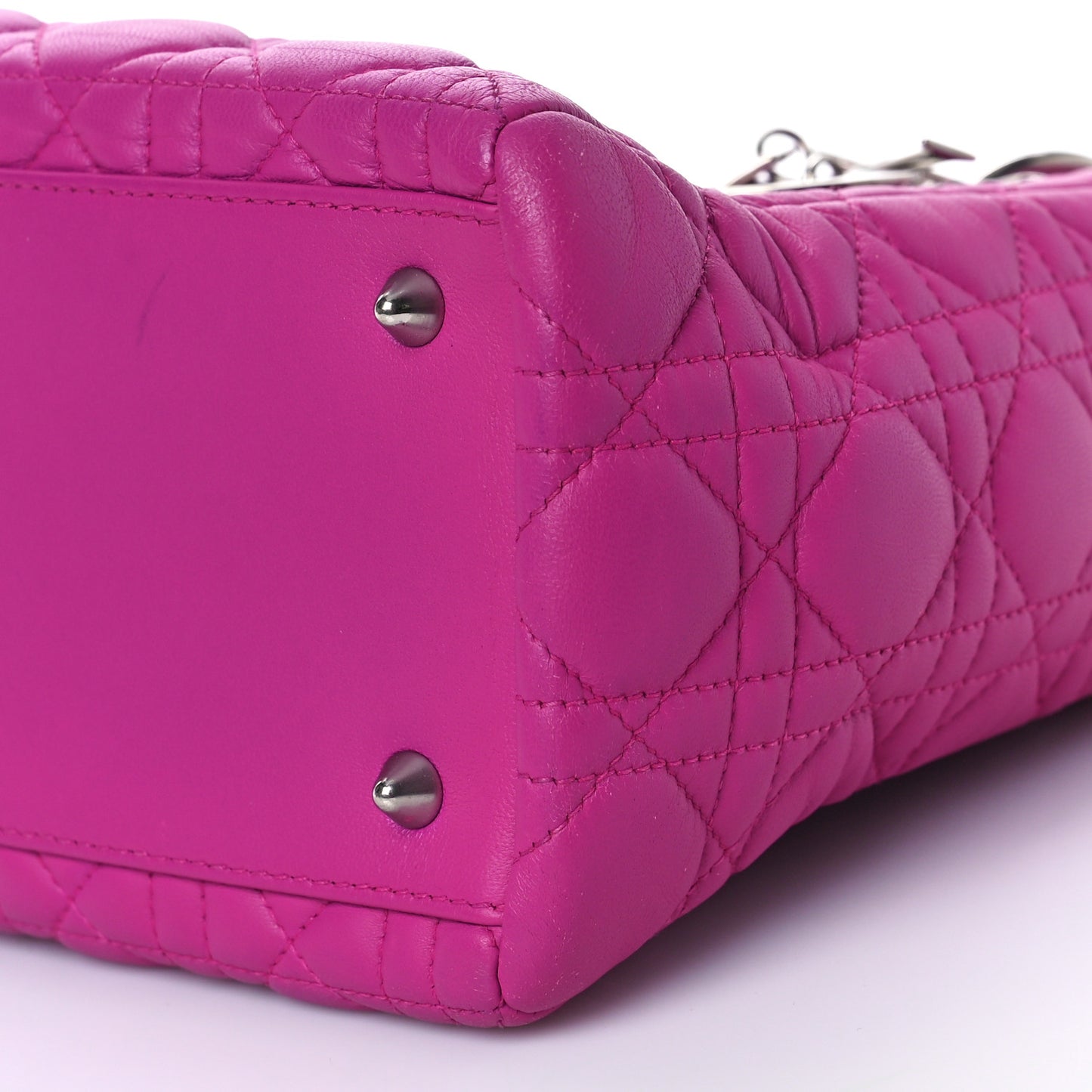 Lambskin Cannage Medium Lady Dior Fuchsia